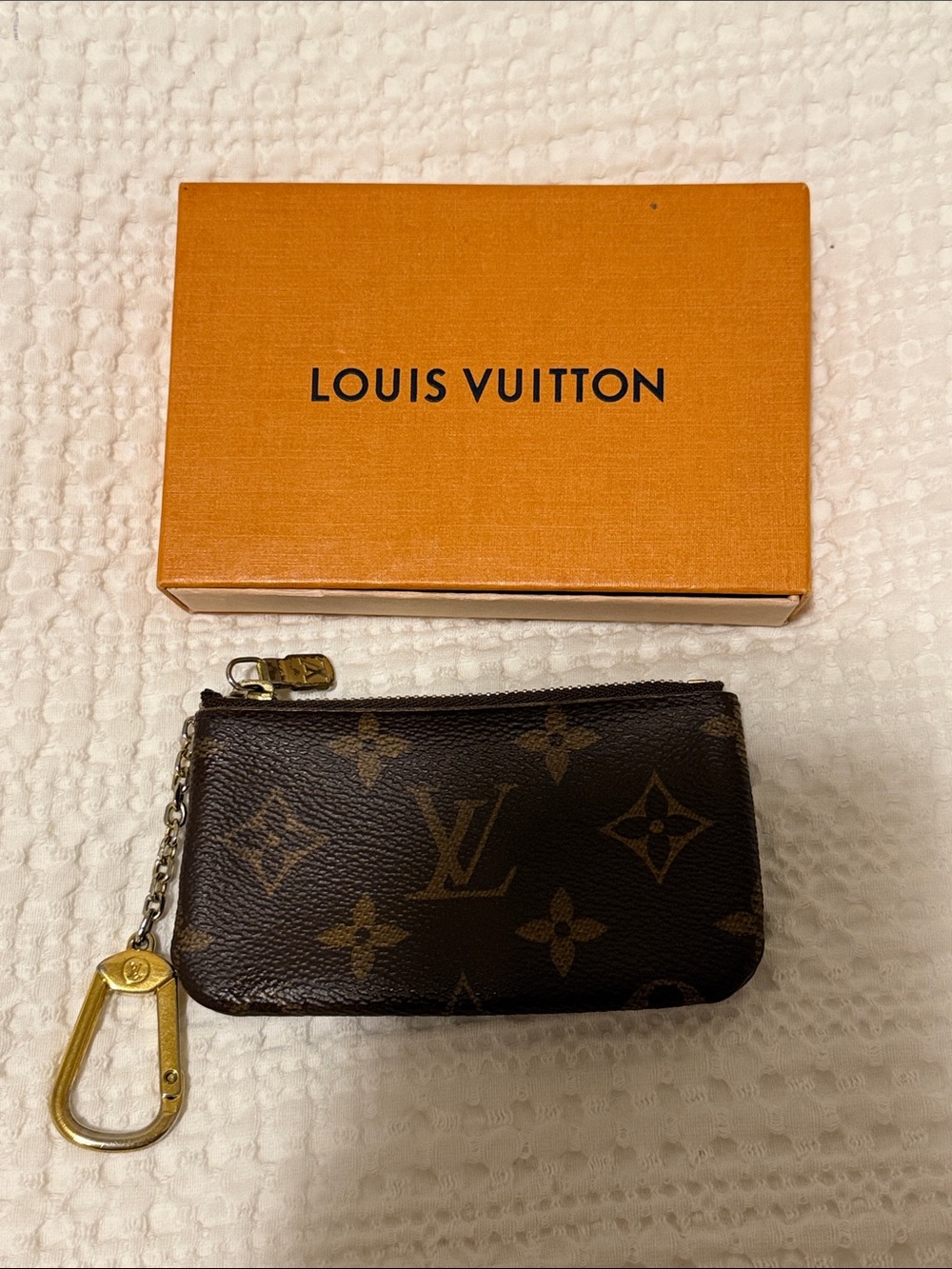 Louis Vuitton Brown Monogram Key Pouch with Gold Hardware